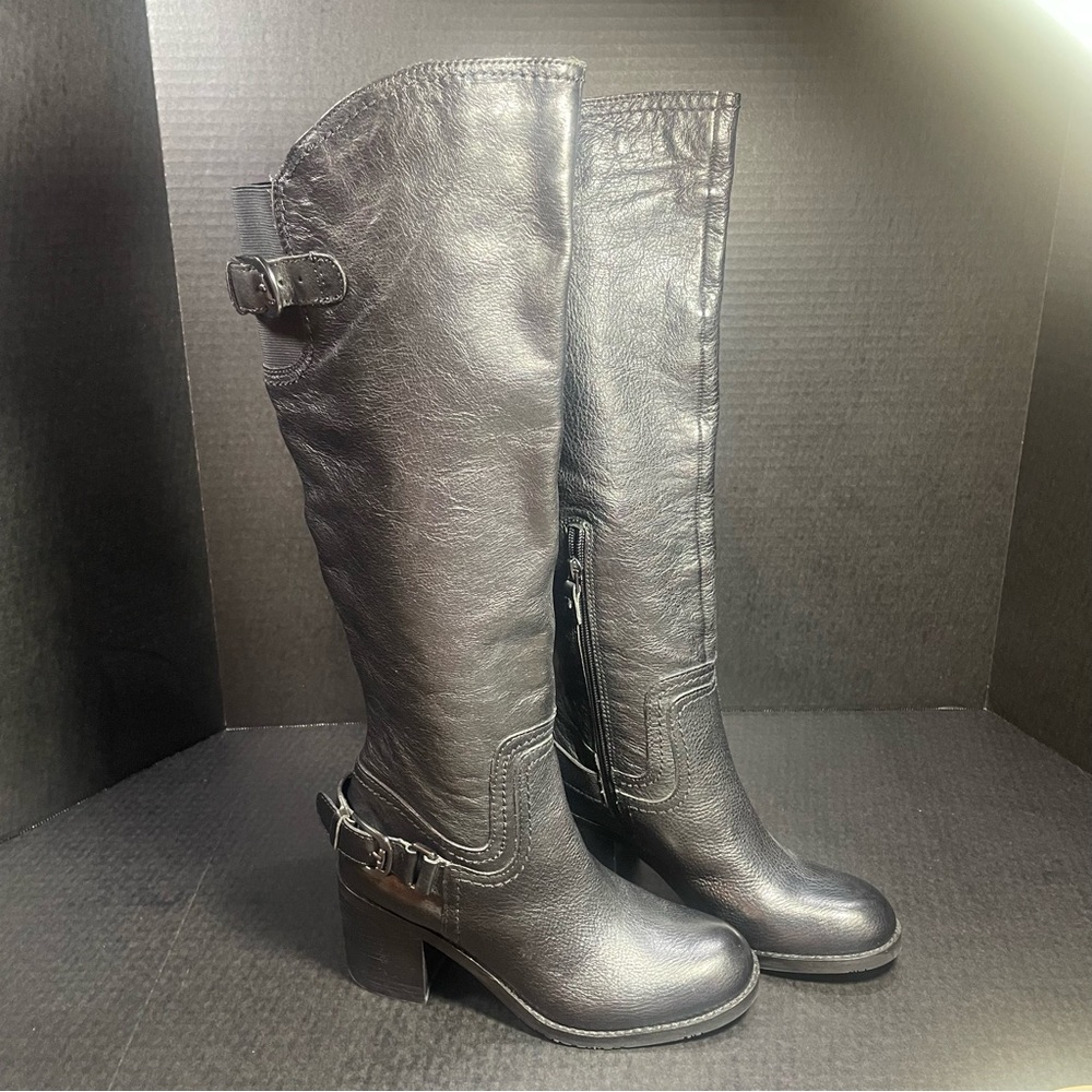 Franco Sarto Black Leather Boots 5-5.5M